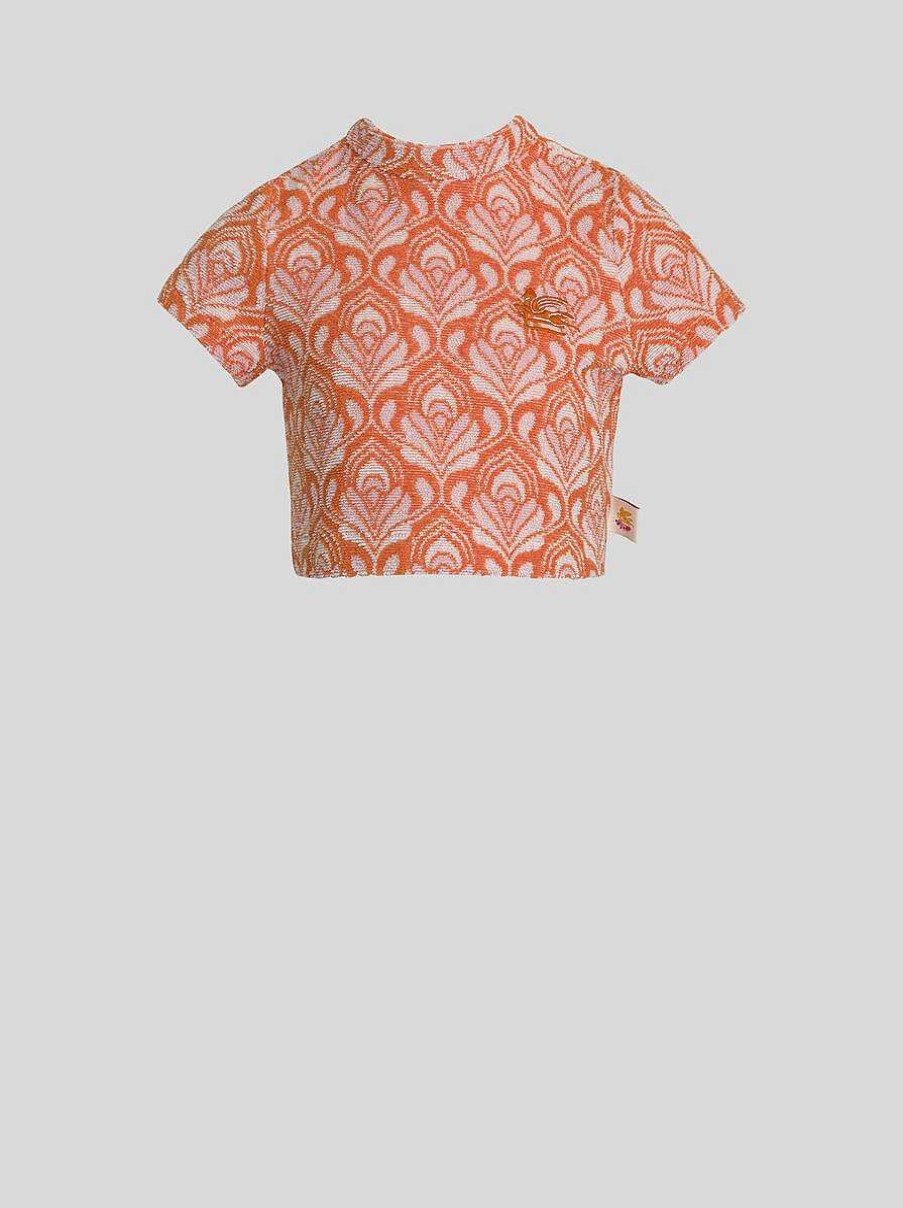 ETRO Jersey-Jacquard-Oberteil Fur Kinder Orange Oberteile