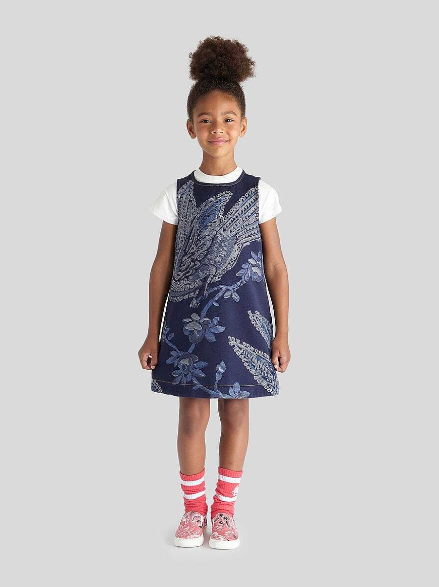 ETRO Denim-Jacquard-Kleid Fur Kinder Navy Blau Kleider