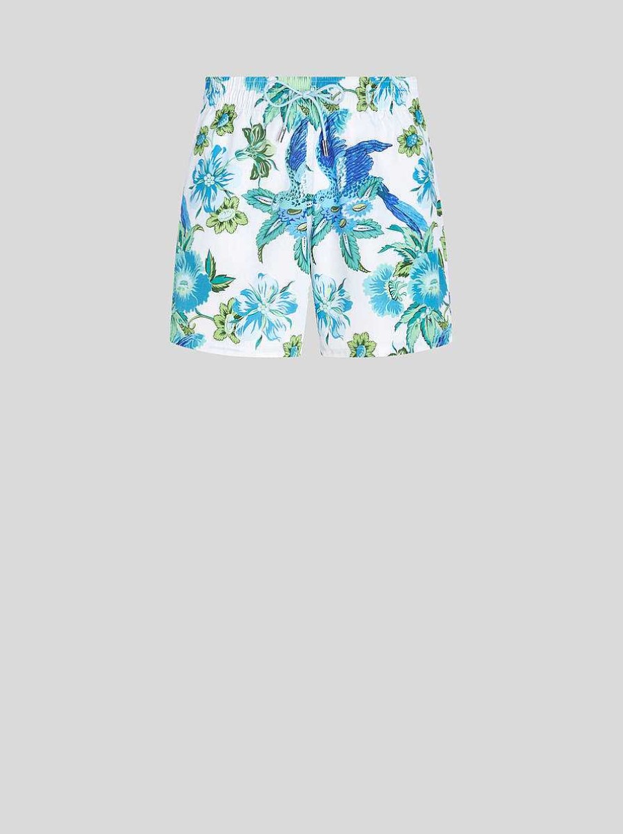 ETRO Geblumter Badeanzug Hellblau Strandkleidung