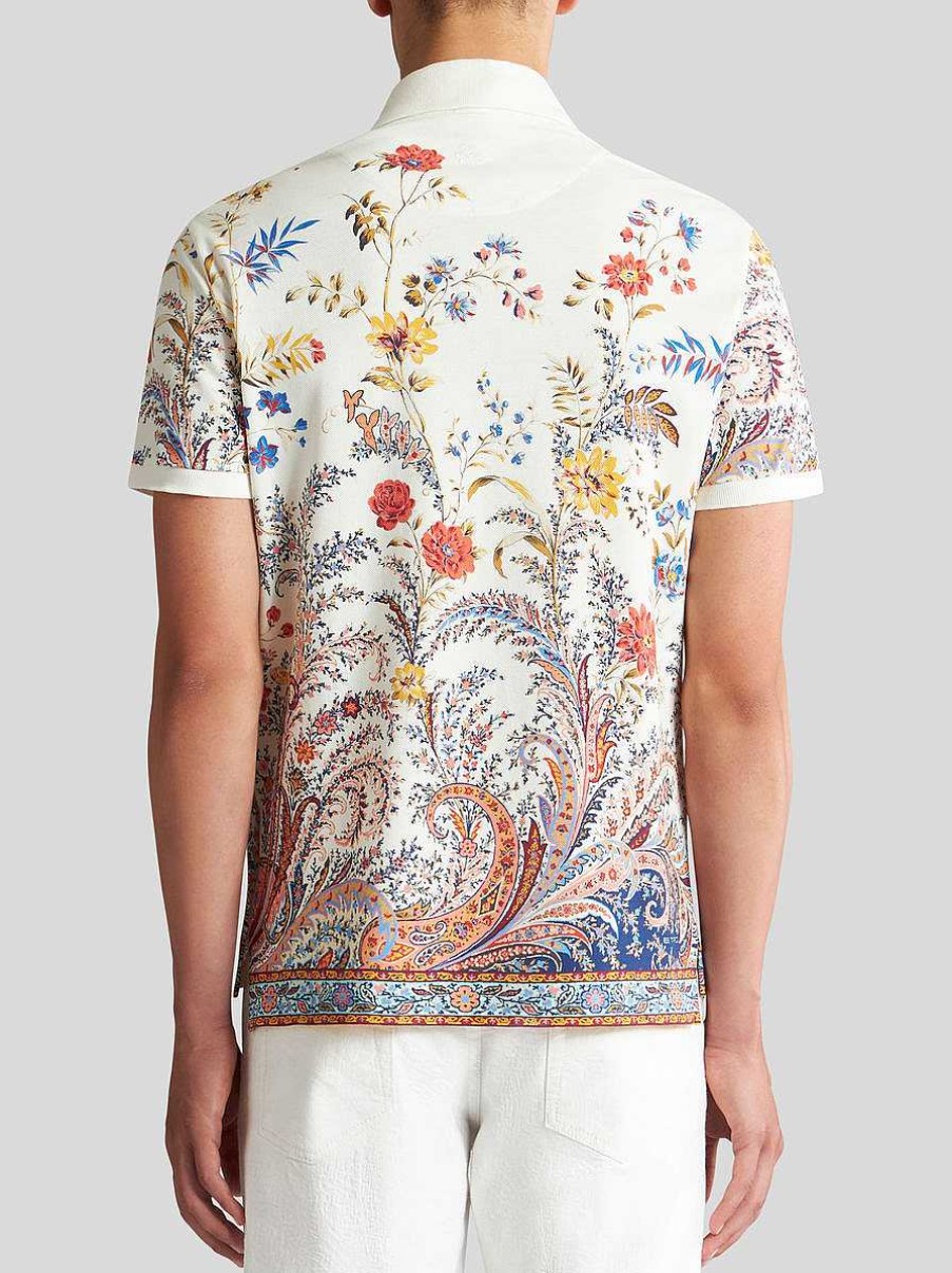 ETRO Geblumtes Paisley-Poloshirt Navy Blau Polo-Shirts