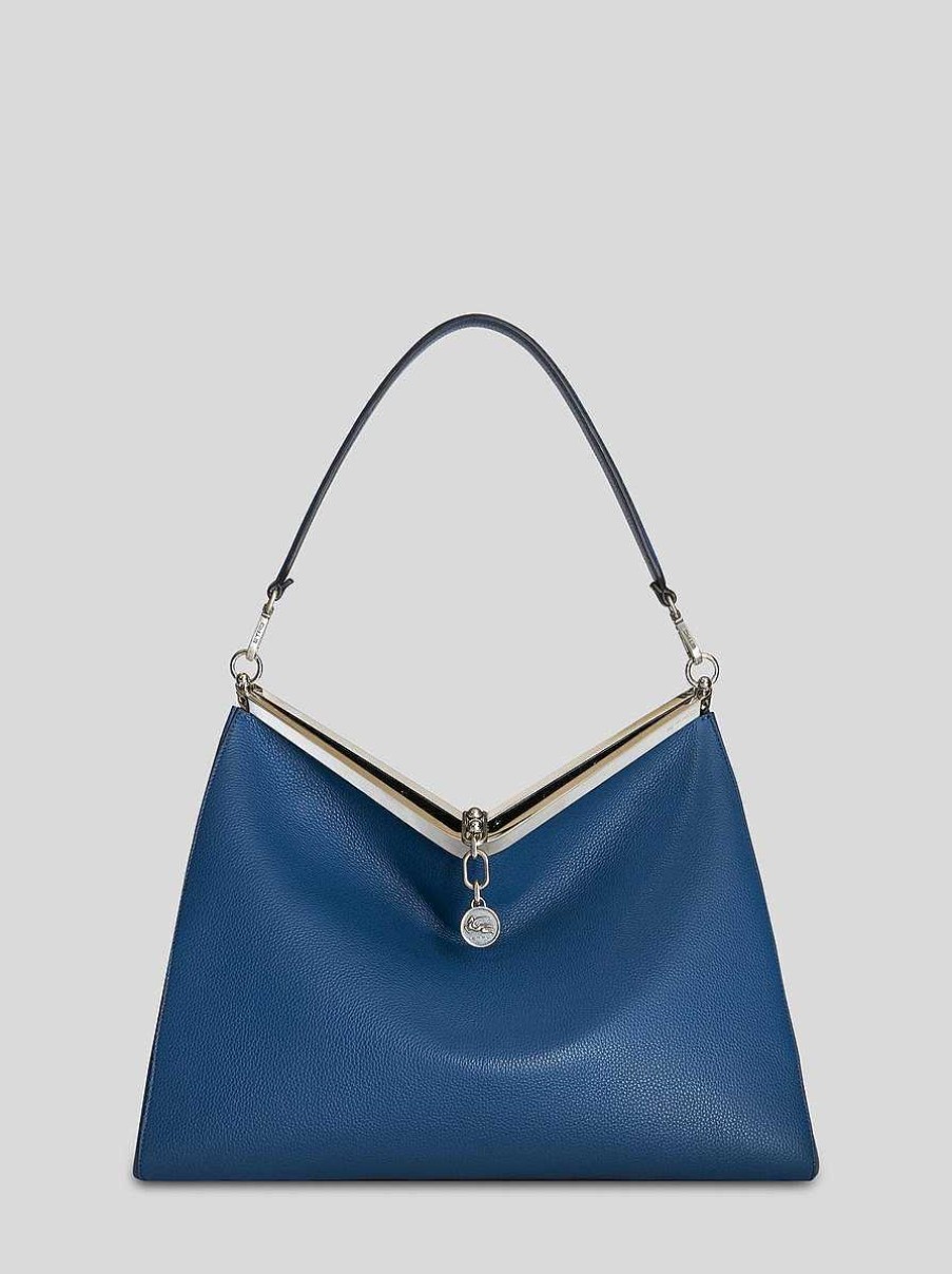 ETRO Vela-Tasche Aus Leder Navy Blau Vela