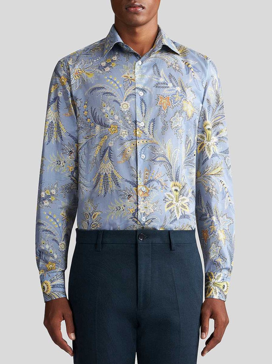 ETRO Blumen-Paisley-Hemd Hellblau Hemden