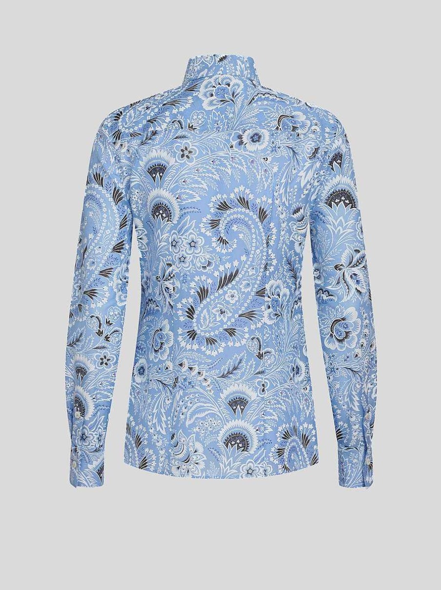 ETRO Bedrucktes Slim-Fit-Hemd Hellblau Hemden Und Blusen