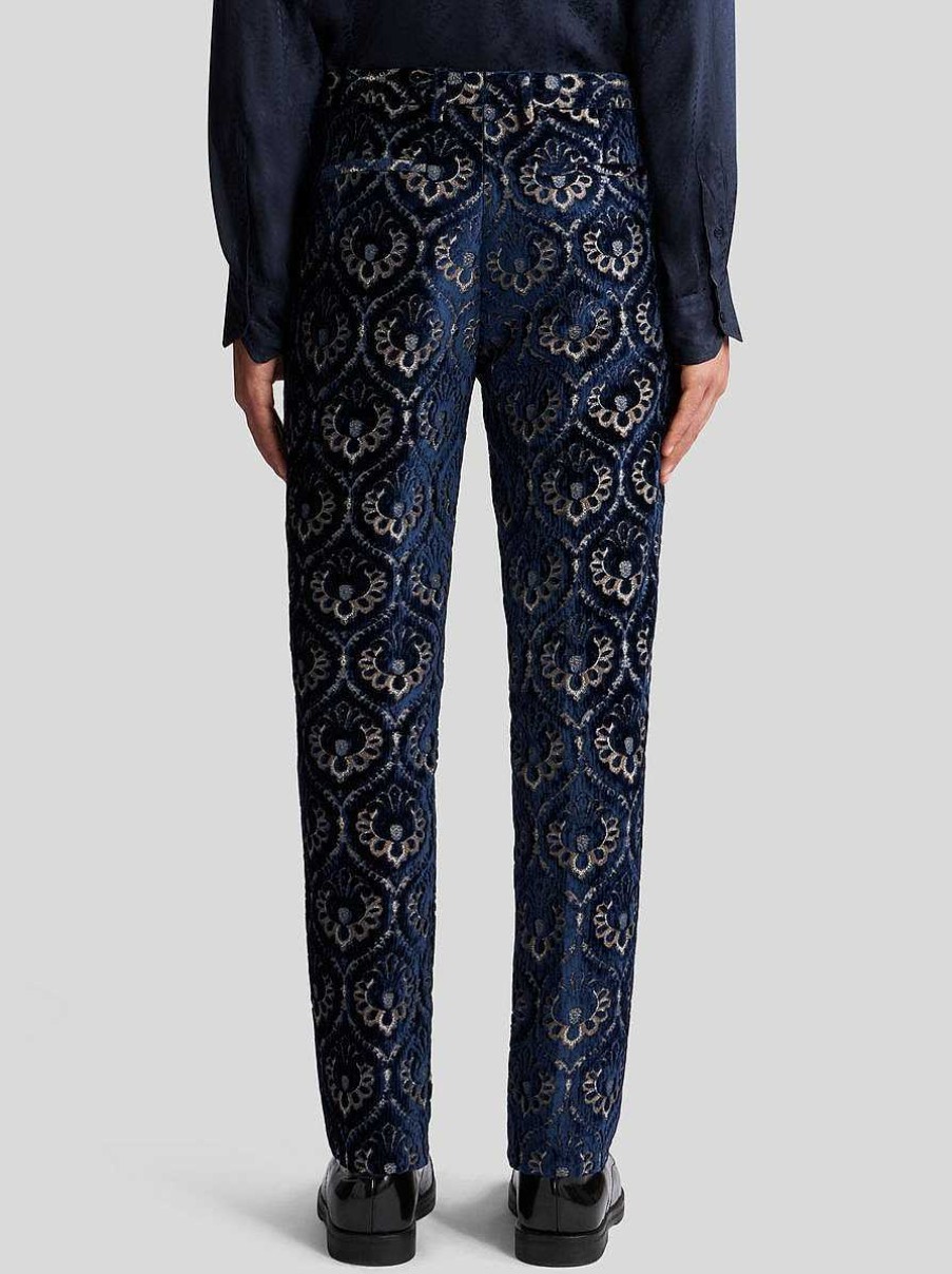 ETRO Slim-Fit-Hose Aus Samt-Jacquard Navy Blau Hose