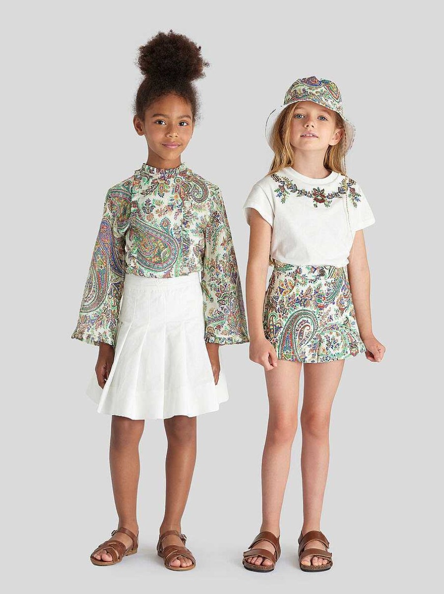 ETRO Stretch-Jeans-/Baumwollshorts Fur Kinder Mit Floralem Paisley-Print Mehrfarben Hosen, Shorts Und Rocke