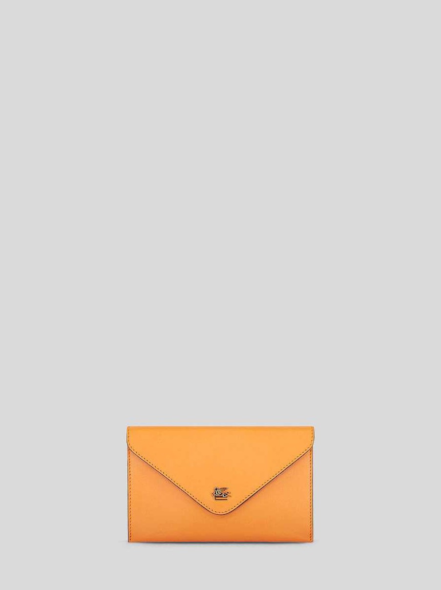 ETRO Leder-Clutch Mit Pegaso Grun Necessaire Und Beutel