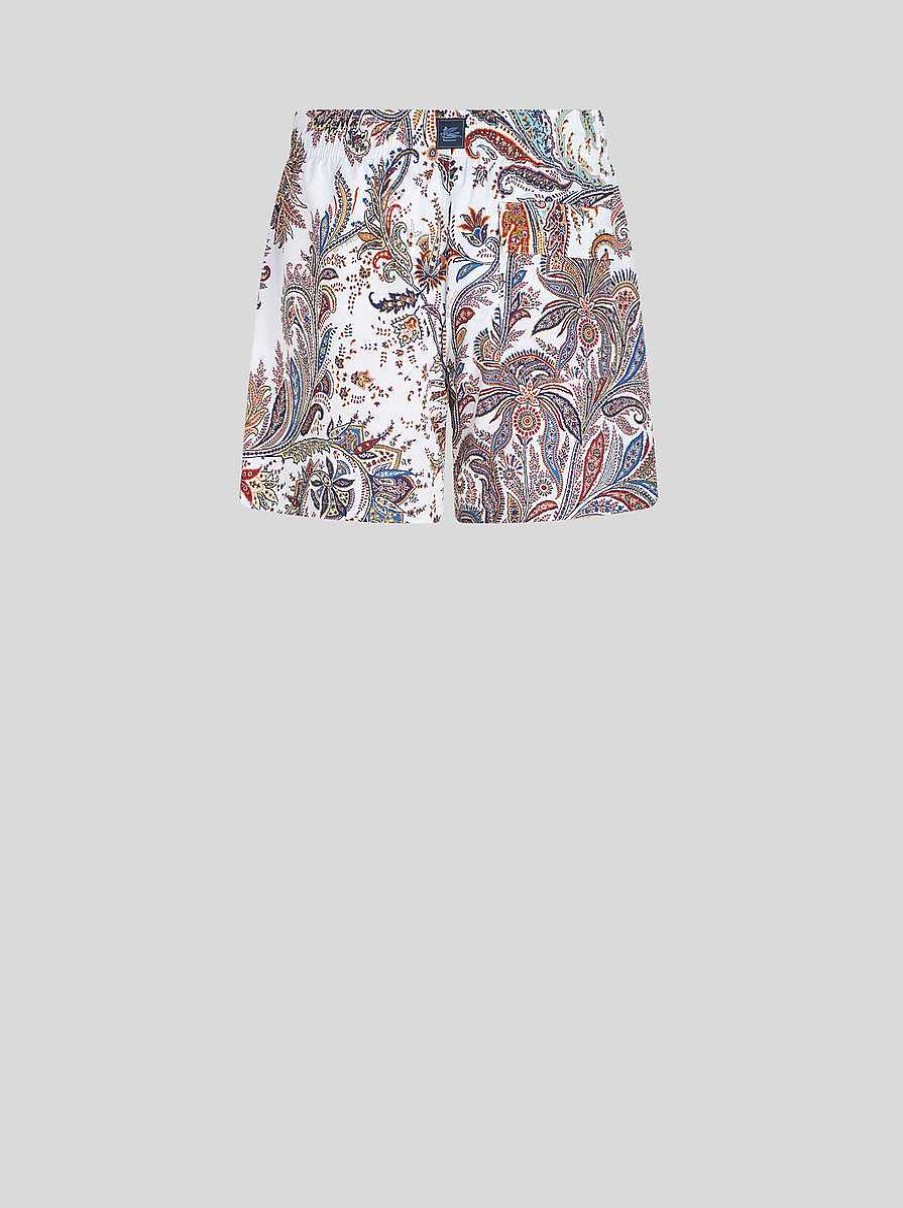 ETRO Paisley-Badeshorts Hellblau Strandkleidung