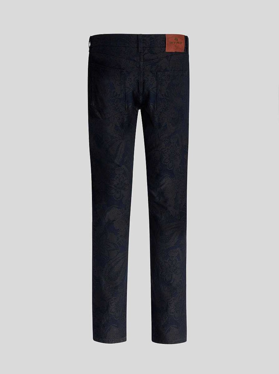 ETRO Jeans Aus Baumwoll-Jacquard Navy Blau Denim
