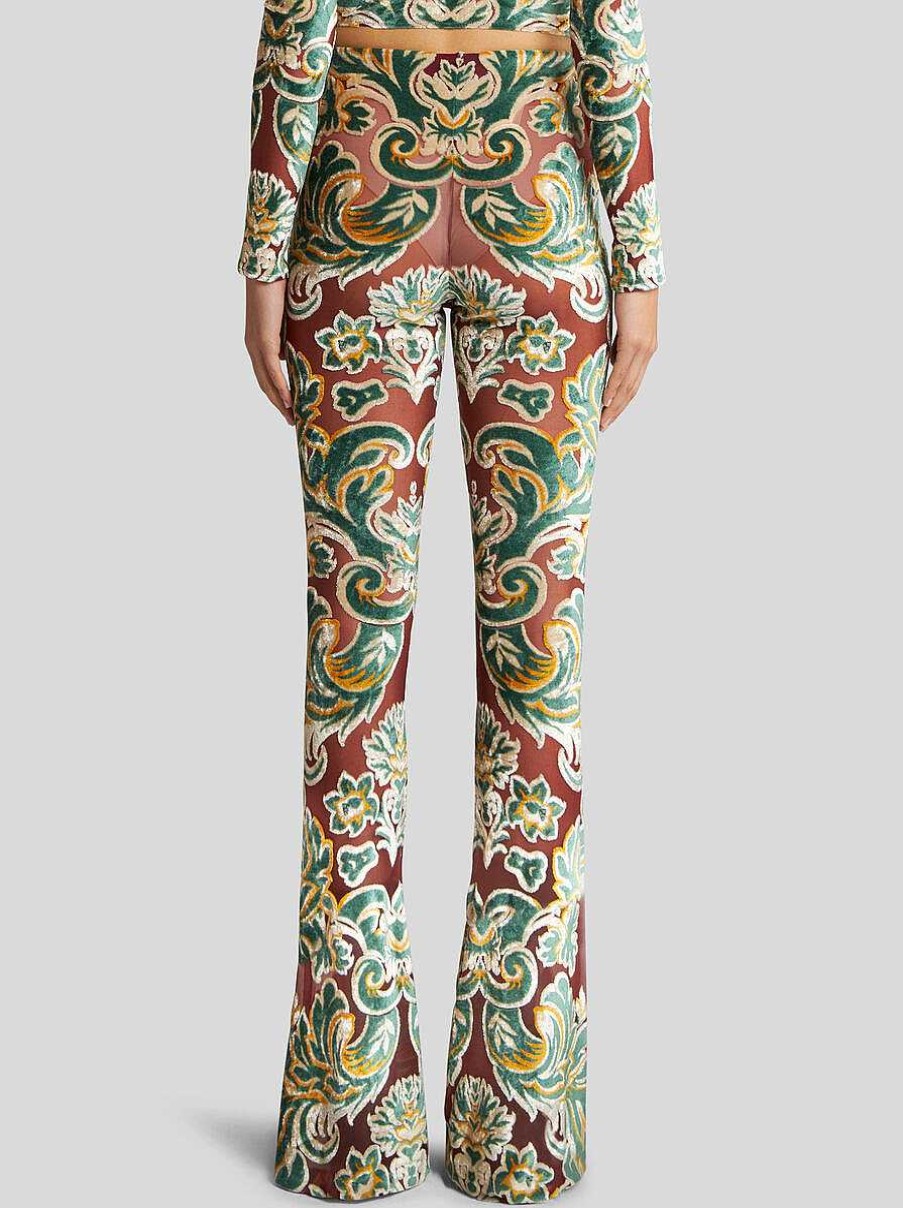 ETRO Hose Aus Tull Und Jacquard-Samt Burgund Hose