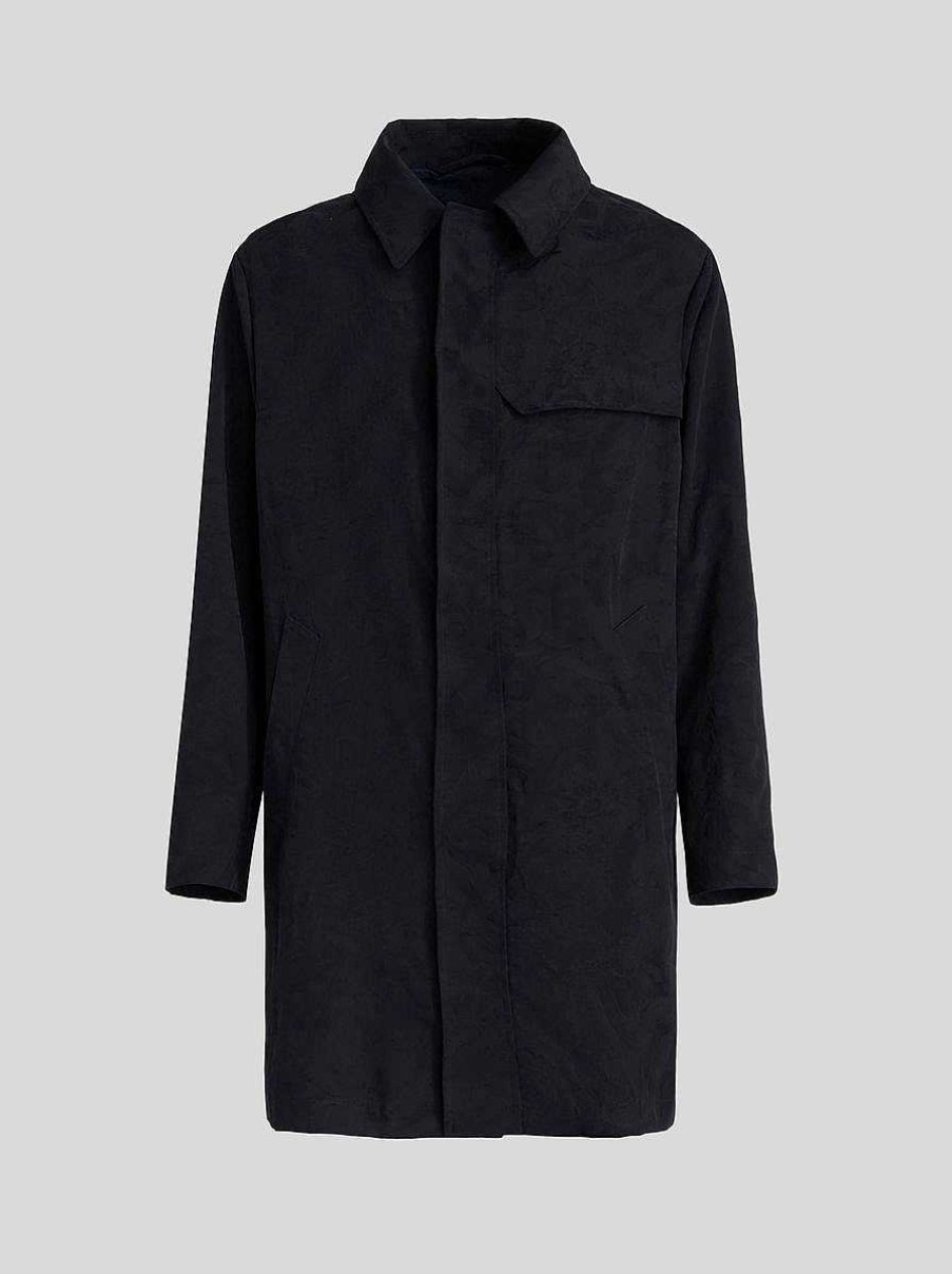 ETRO Jacquard-Trenchcoat Im Paisley-Design Navy Blau Mantel Und Oberbekleidung