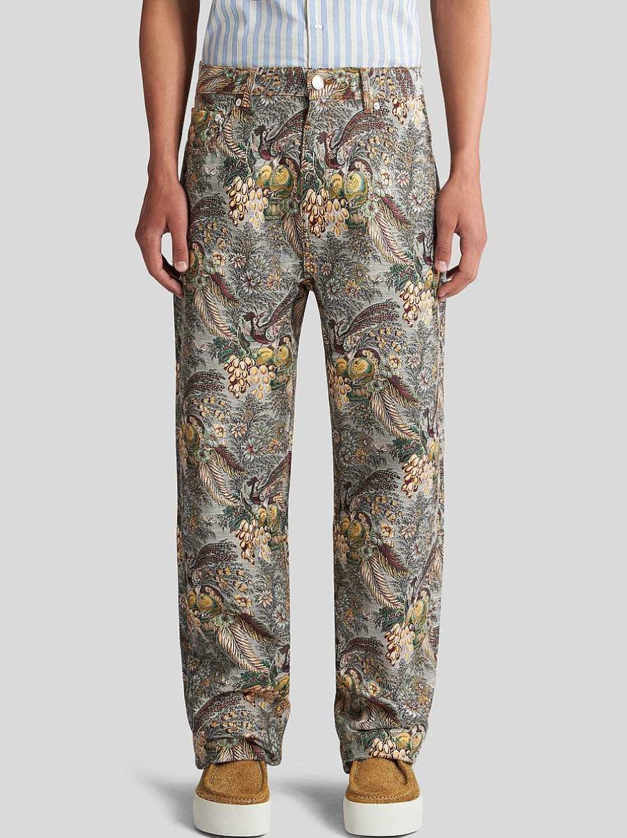 ETRO Hose Aus Leinen-Jacquard Grau Hose