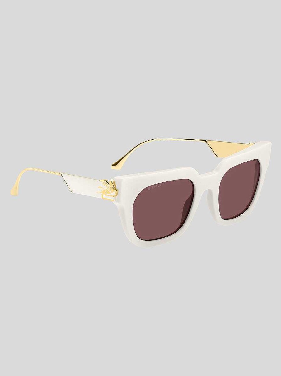 ETRO Auffallige Pegaso-Sonnenbrille Weis Sonnenbrille