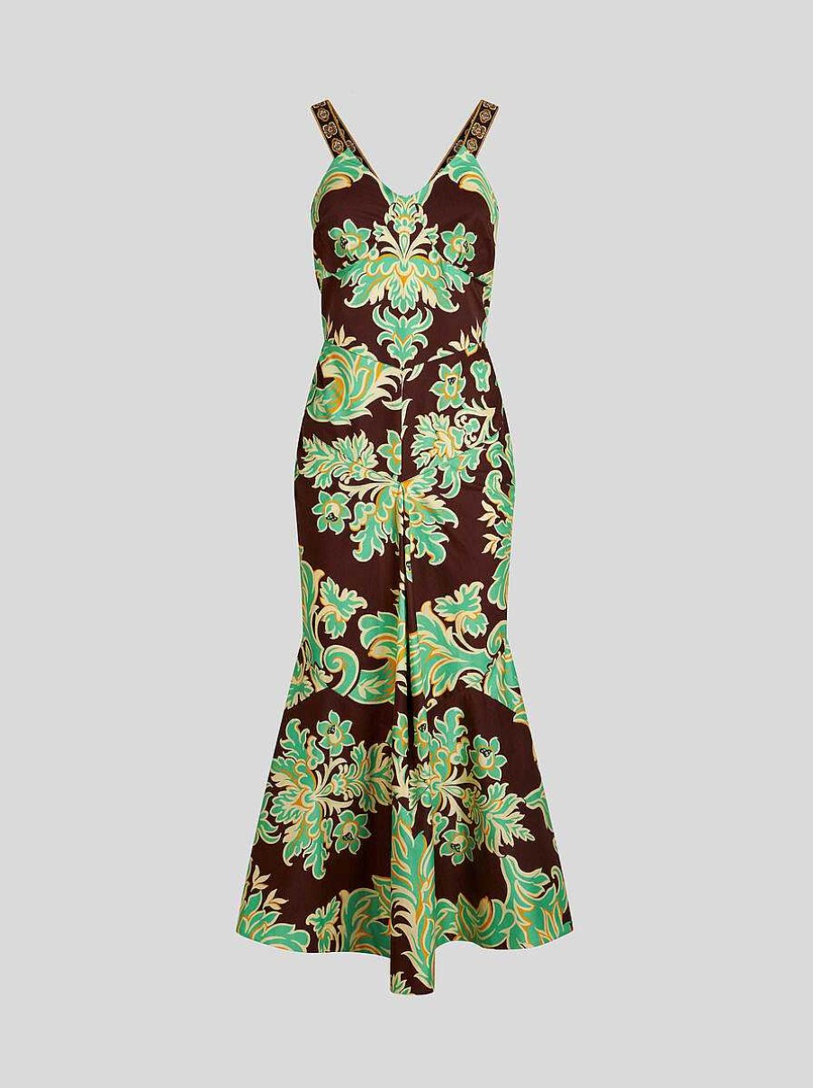 ETRO Bedrucktes Baumwollkleid Dunkelbraun Kleider