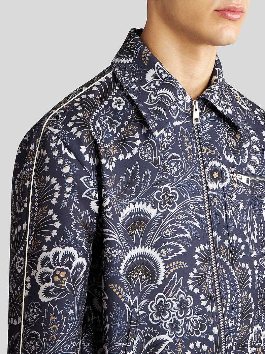 ETRO Jacke Mit Floralem Paisleymuster Navy Blau Mantel Und Oberbekleidung