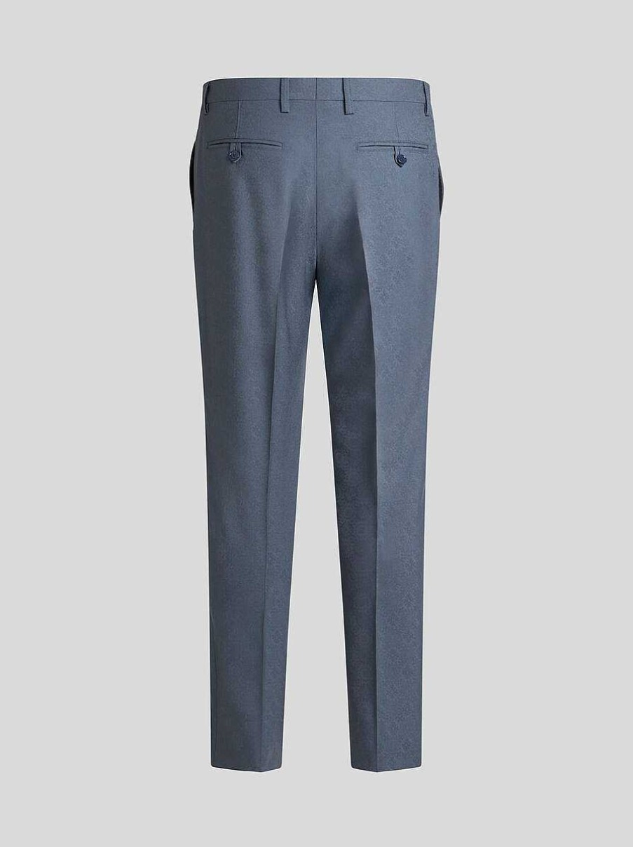 ETRO Hose Aus Wolljacquard Navy Blau Hose