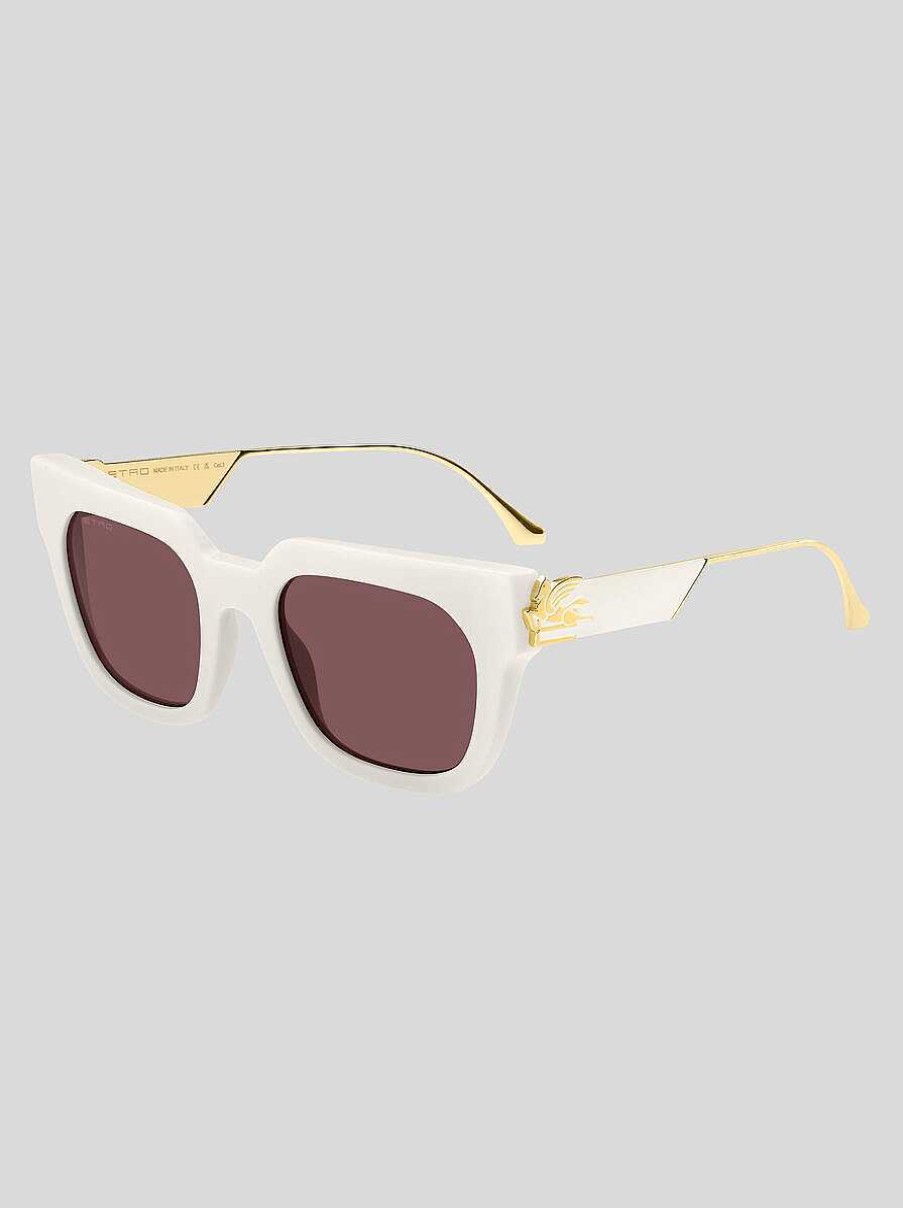 ETRO Auffallige Pegaso-Sonnenbrille Weis Sonnenbrille