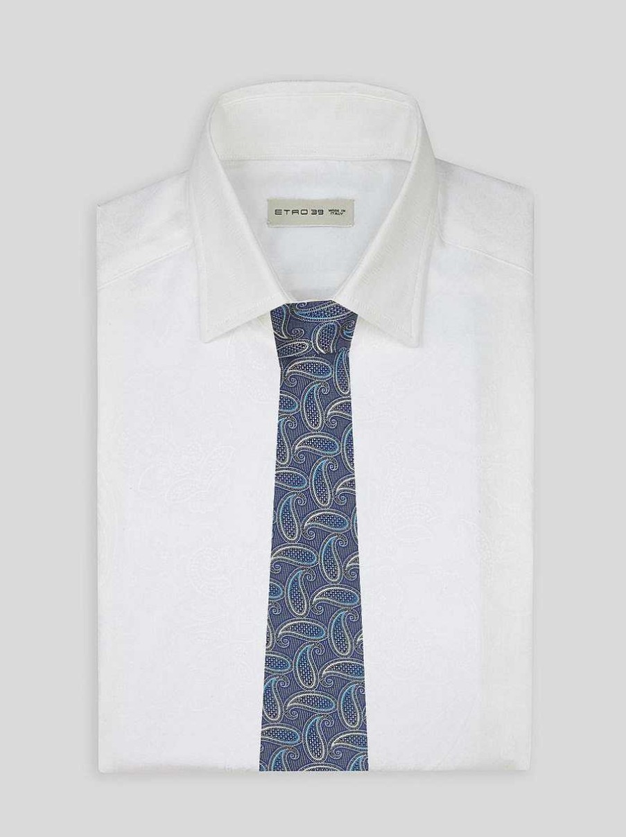 ETRO Paisley-Jacquard-Krawatte Navy Blau Krawatten Und Einstecktucher