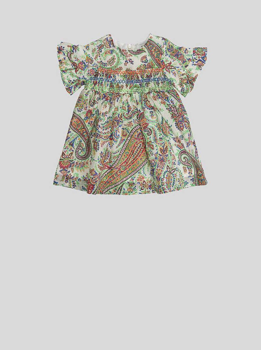 ETRO Baby-Blumen-Paisley-Kleid Weis Baby Madchen 1-9 Monate