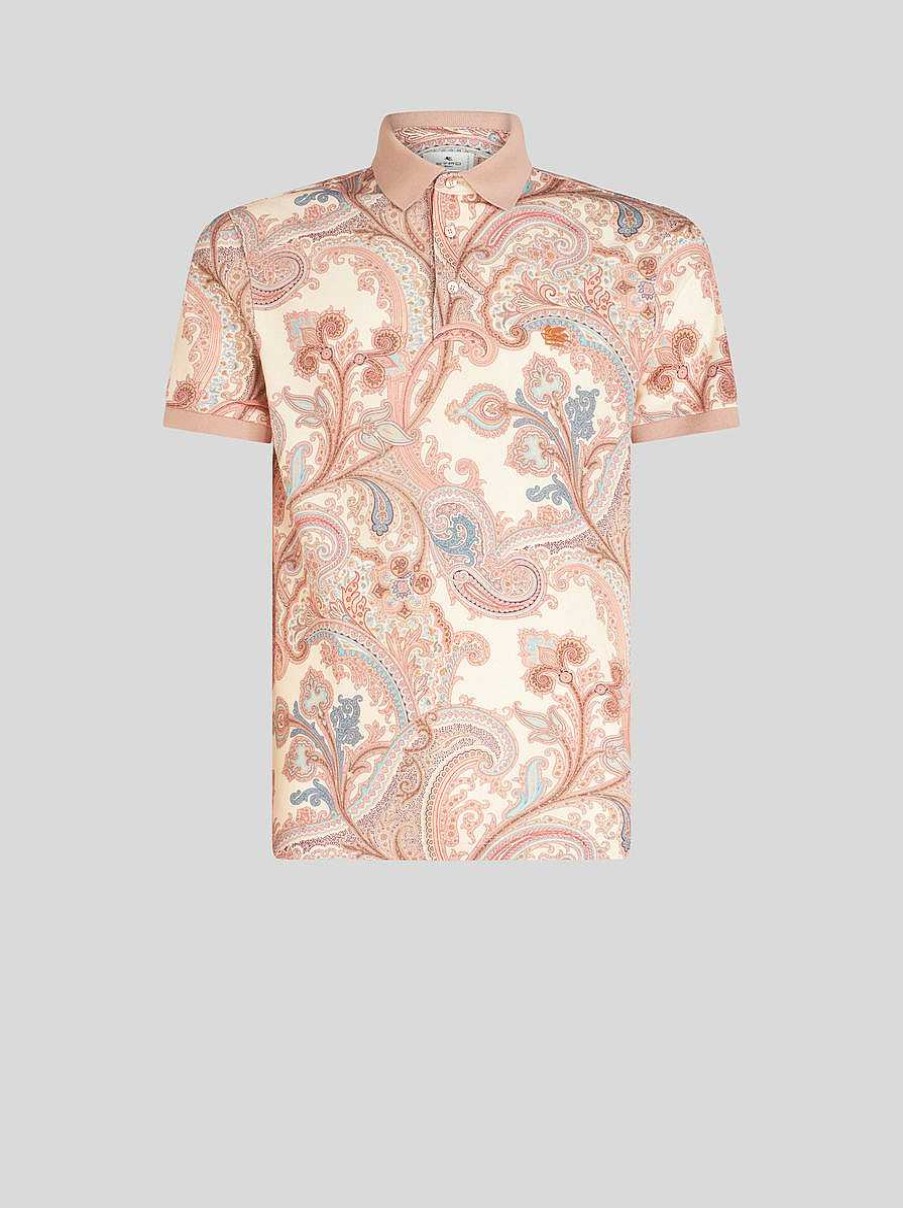 ETRO Ornamentiertes Paisley-Poloshirt Weis Polo-Shirts