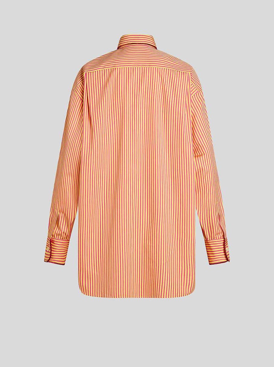 ETRO Gestreiftes Baumwollhemd Lila Hemden Und Blusen