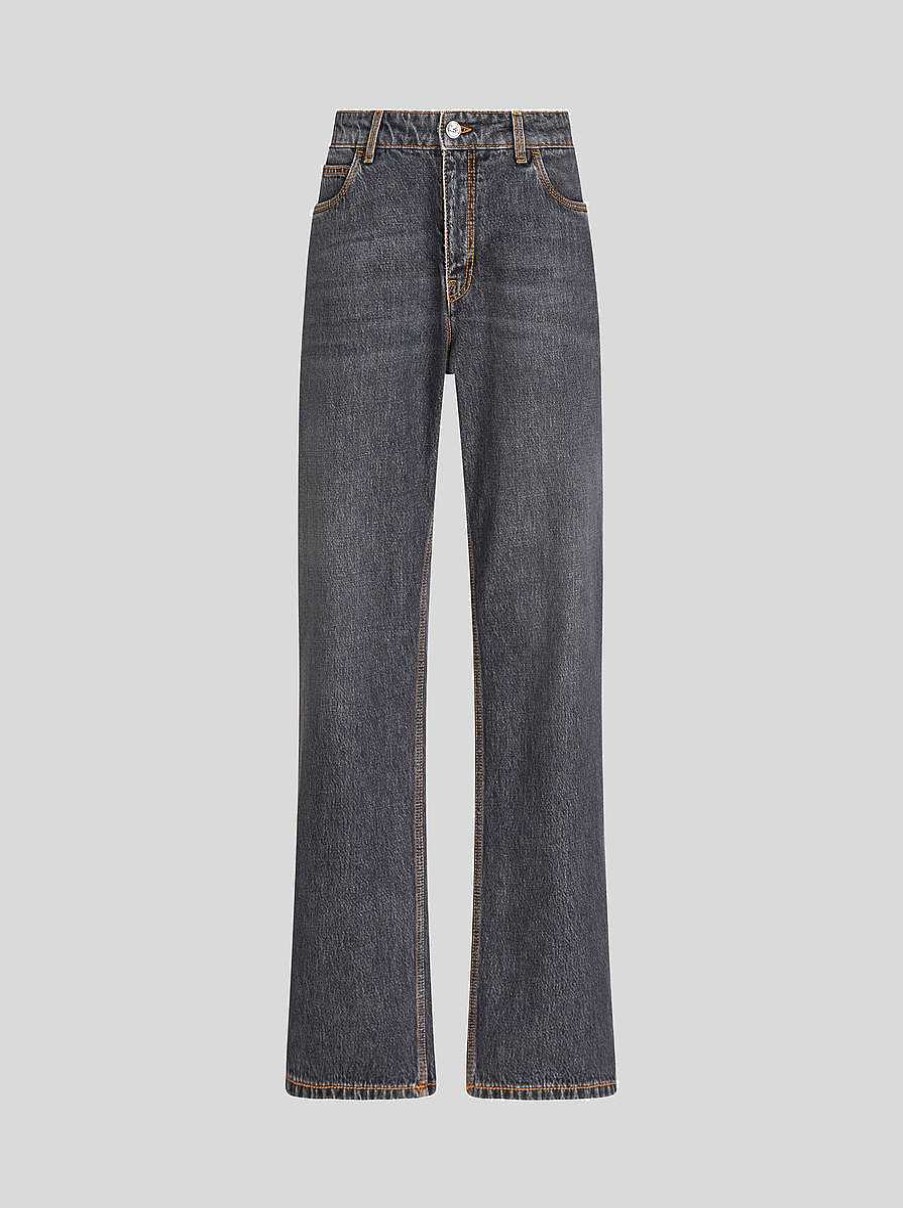 ETRO Baggy-Jeans Navy Blau Denim