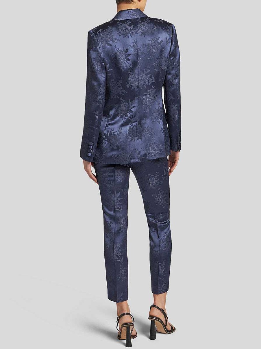 ETRO Jacke Aus Floralem Jacquard Navy Blau Jacken