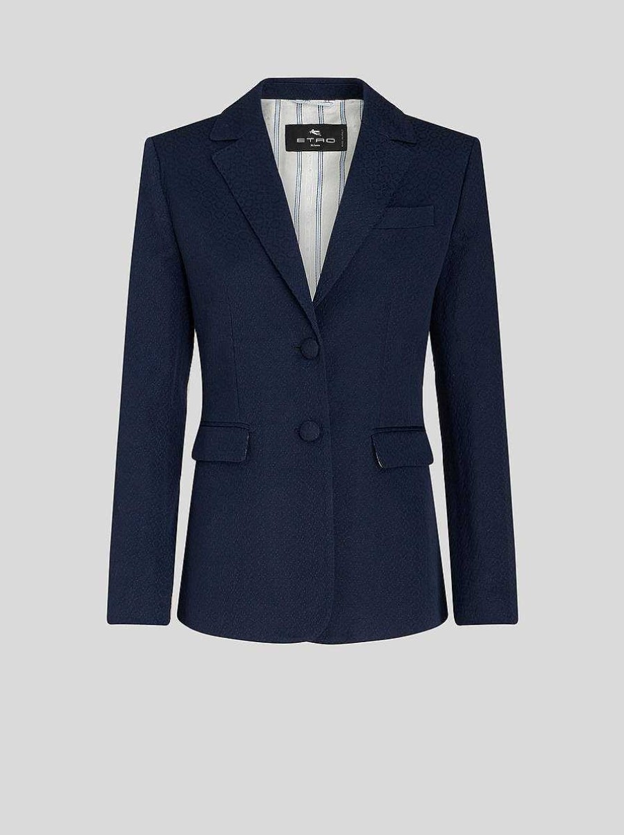 ETRO Baumwolljacke Mit Gestreiftem Futter Navy Blau Jacken