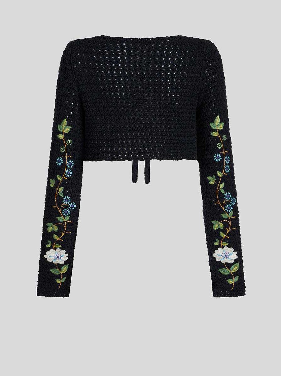 ETRO Hakel-Cardigan Mit Stickereien Navy Blau Strickwaren