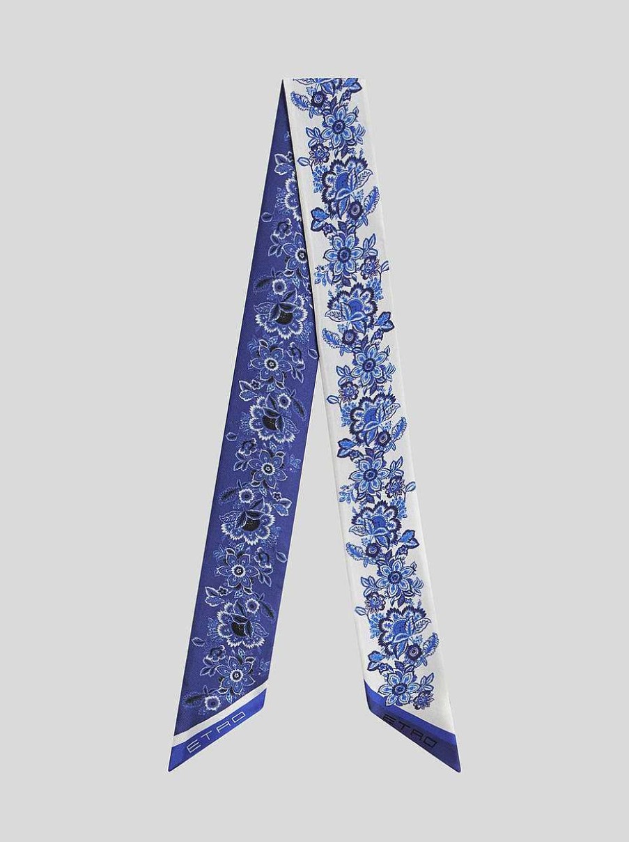 ETRO Bedruckte Paisleyina-Seide Hellblau Schals Und Seide