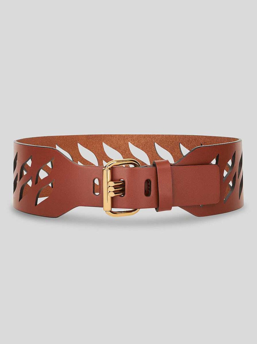ETRO Perforierter Ledergurtel Mit Drei Zinken Dunkelbraun Gurtel