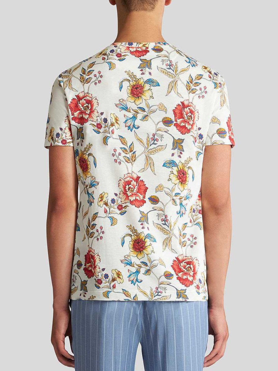 ETRO T-Shirt Mit Blumendruck Und Logo Weis T-Shirts