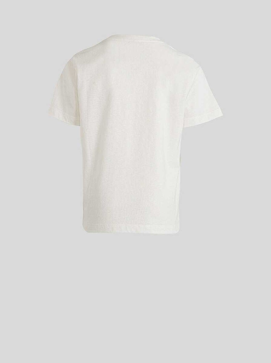 ETRO Kinder-T-Shirt Mit Blumengirlanden-Stickerei Und Pegaso-Detail Weis Oberteile