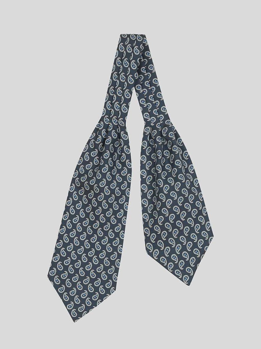 ETRO Ascot-Krawatte Aus Seide Navy Blau Krawatten Und Einstecktucher