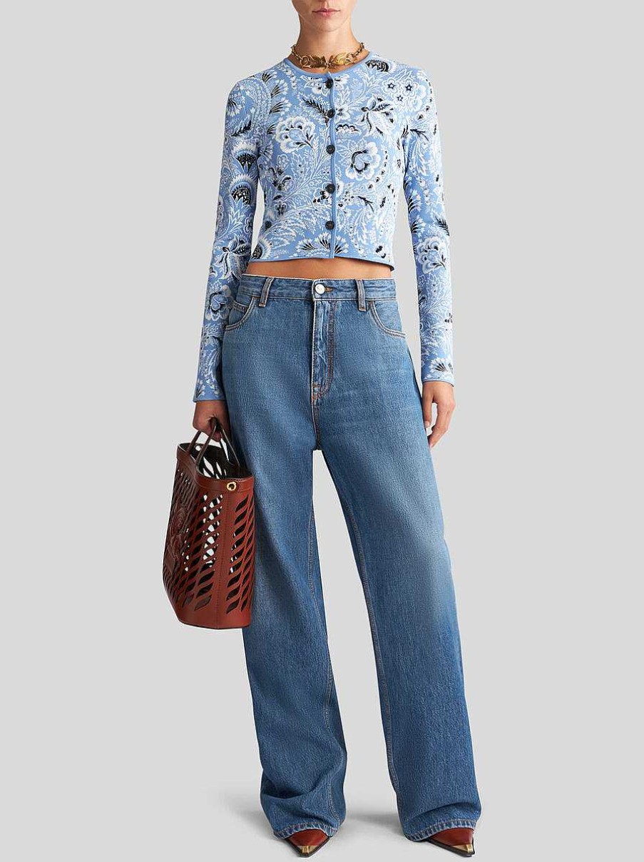 ETRO Baggy-Jeans Navy Blau Denim