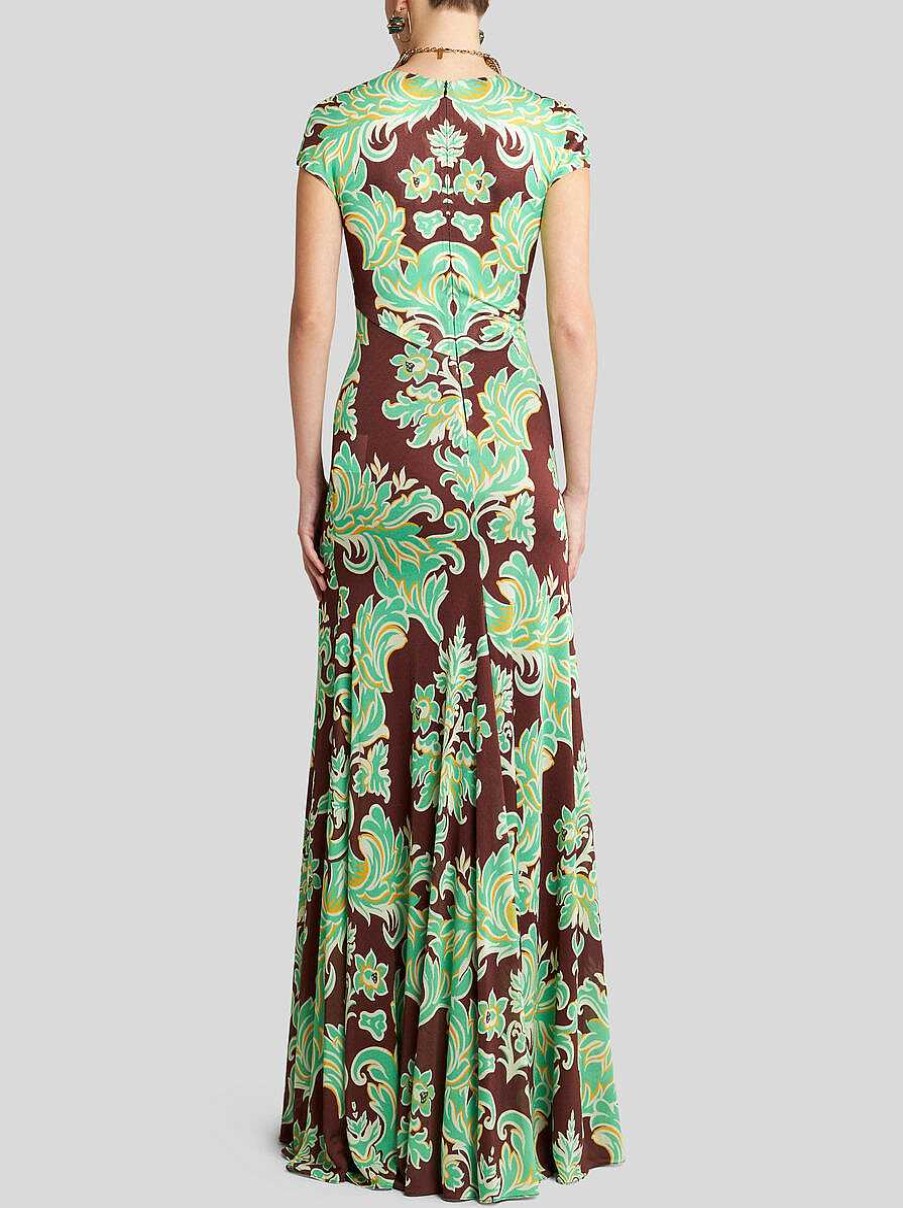 ETRO Bedrucktes Jerseykleid Dunkelbraun Kleider