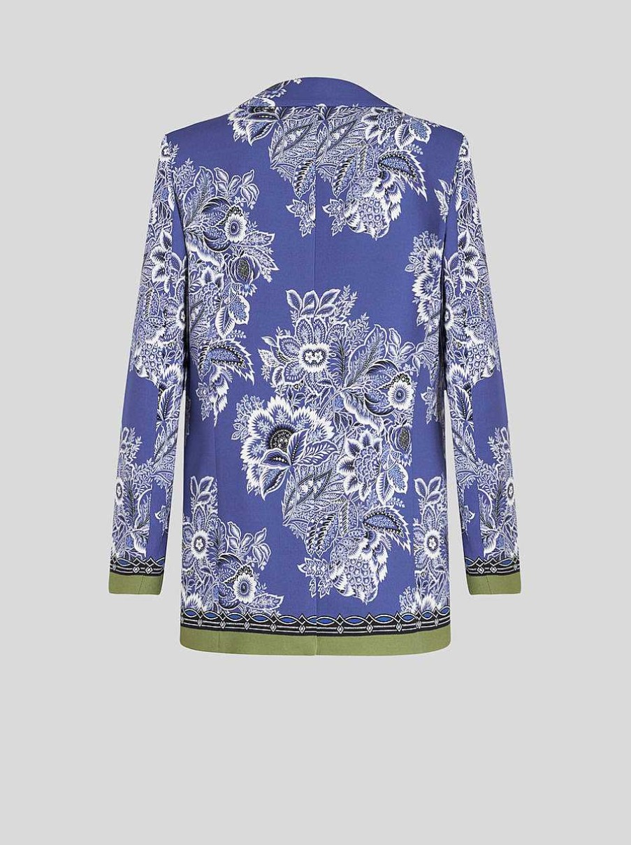 ETRO Bedruckte Cady-Jacke Hellblau Jacken