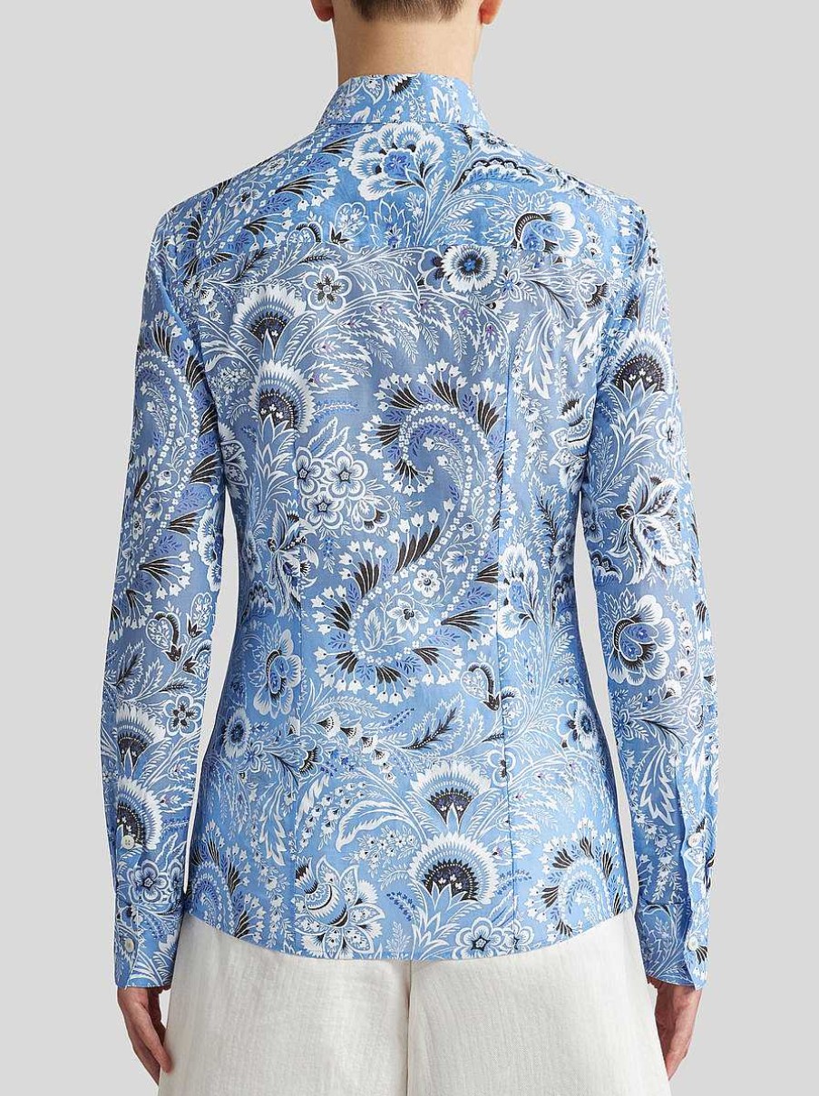 ETRO Bedrucktes Slim-Fit-Hemd Hellblau Hemden Und Blusen