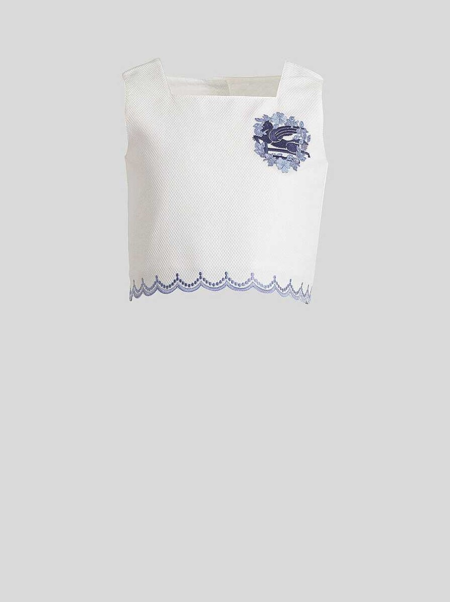 ETRO Kinderoberteil Mit Pegaso-Detail Und Blumenstickerei Hellblau Oberteile