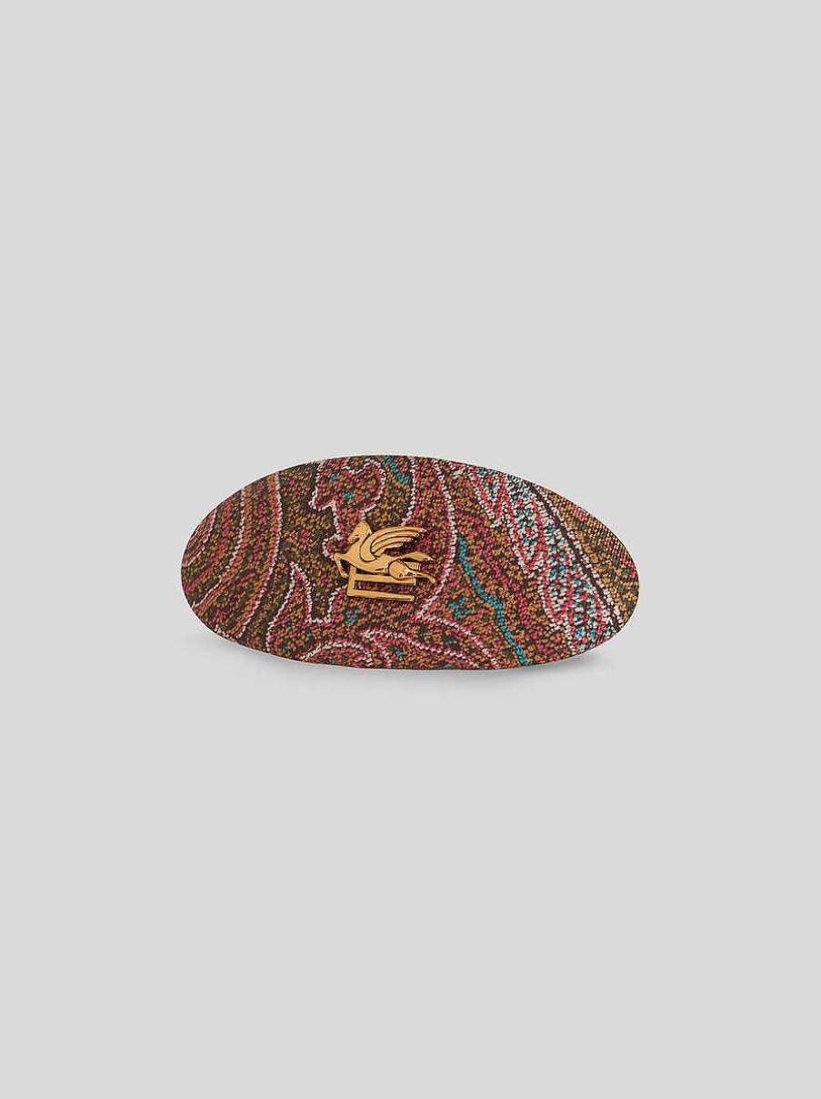 ETRO Ovaler Paisley-Clip Mit Pegaso Mehrfarben Haarschmuck