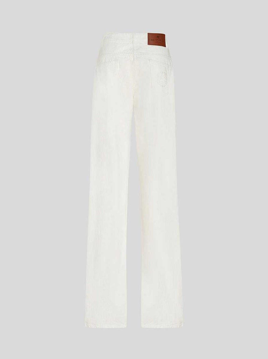 ETRO Baggy-Jeans Mit Stickerei Weis Denim
