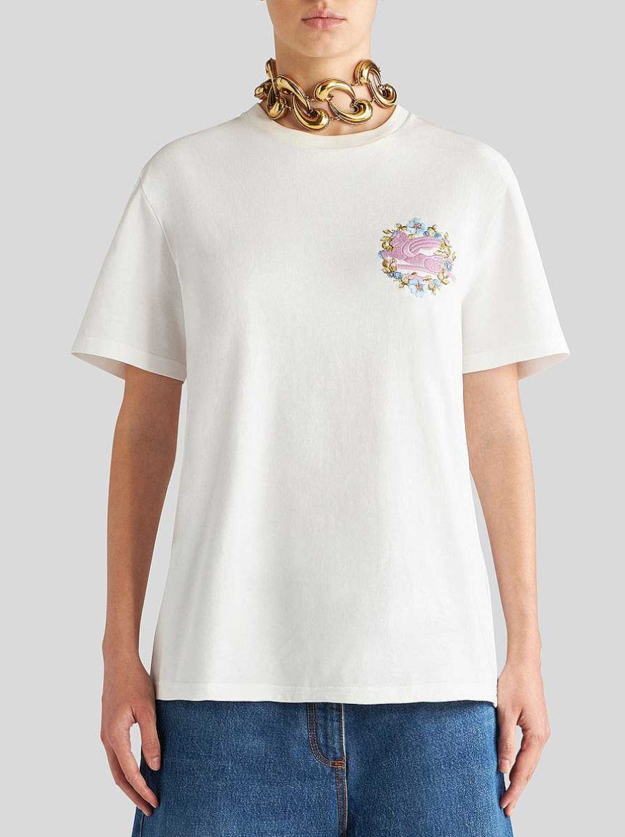 ETRO T-Shirt Mit Stickerei Navy Blau Sweatshirts Und T-Shirts