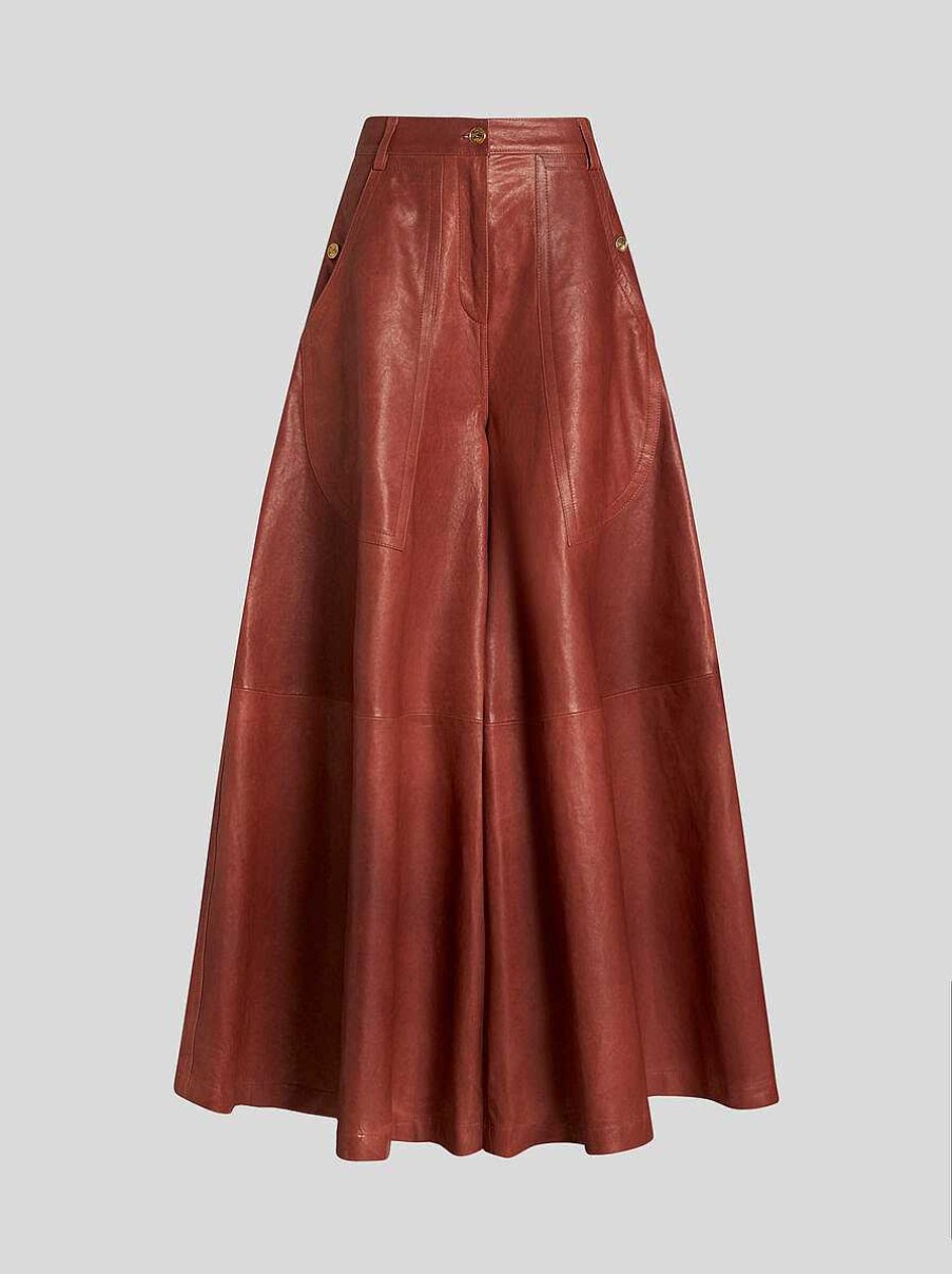 ETRO Hose Aus Nappaleder Mit Weitem Bein Hellbraun Hose