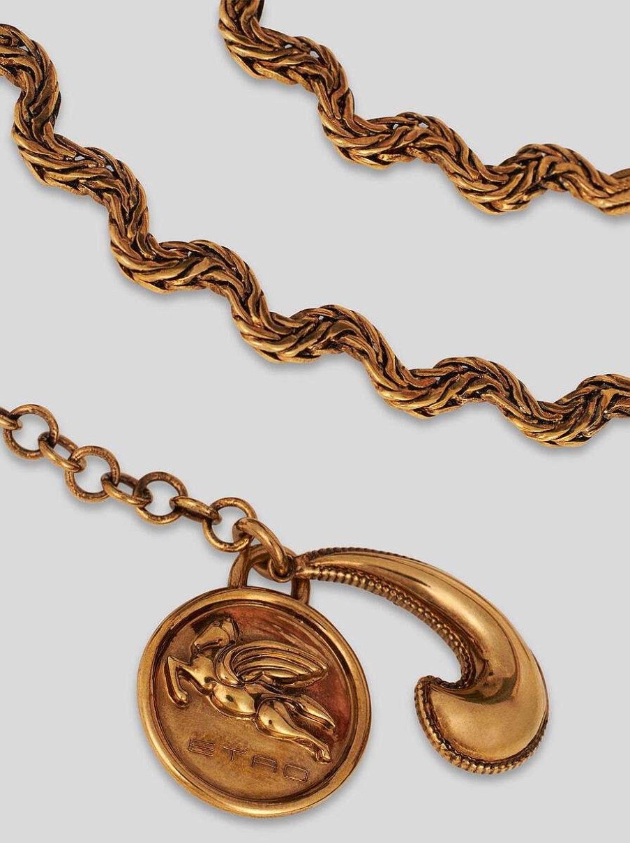 ETRO Lange Gewellte Charm-Halskette Gold Modeschmuck