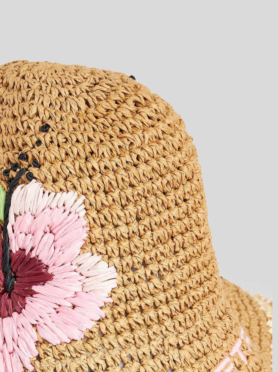 ETRO Fischerhut Aus Raffiabast Mit Stickerei Orange Hute Und Handschuhe