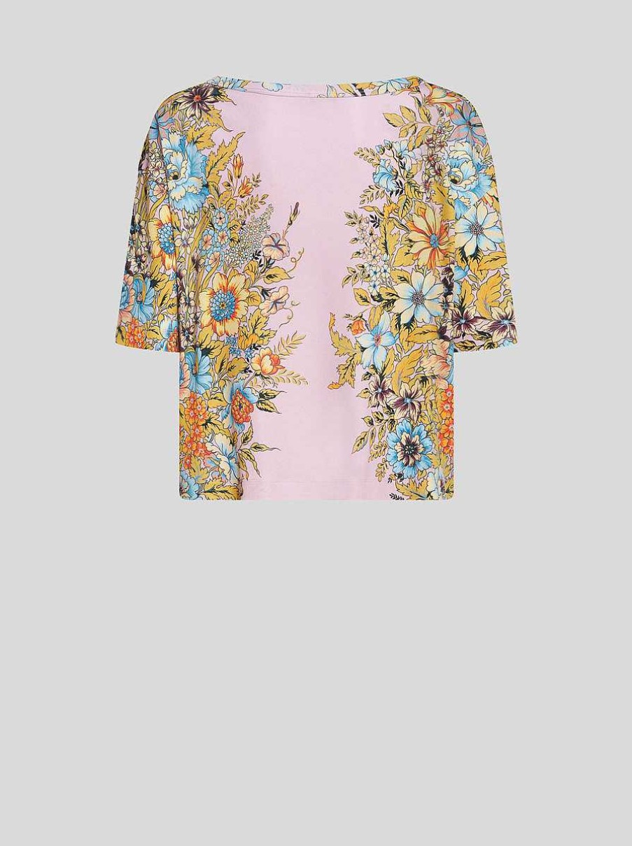 ETRO T-Shirt Mit Blumenstraus-Print Rosa Sweatshirts Und T-Shirts