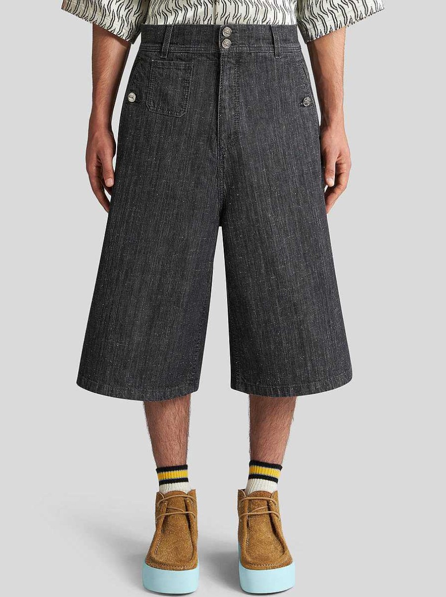 ETRO Stretch-Denim-Bermudashorts Grau Denim