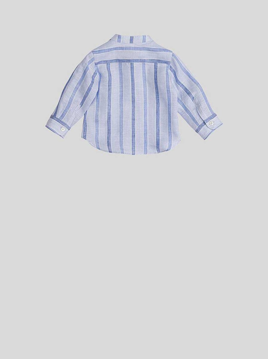 ETRO Gestreiftes Baby-Leinenhemd Navy Blau Baby Junge 12-36 Monate