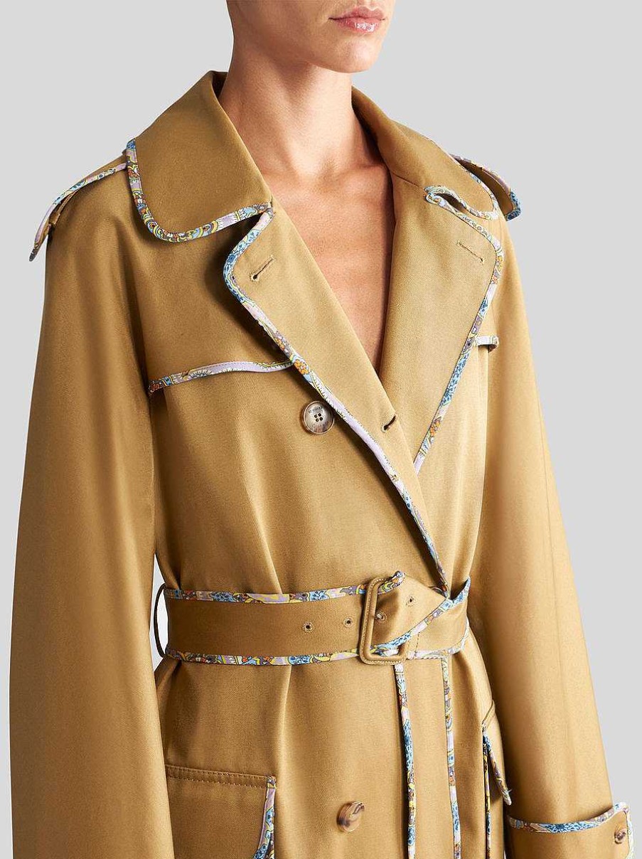 ETRO Zweireihiger Trenchcoat Mit Gurtel Hellbraun Mantel Und Oberbekleidung