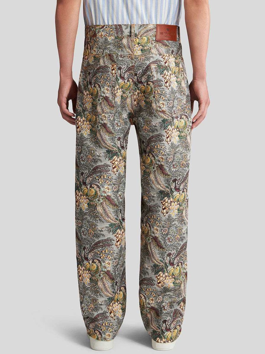ETRO Hose Aus Leinen-Jacquard Grau Hose
