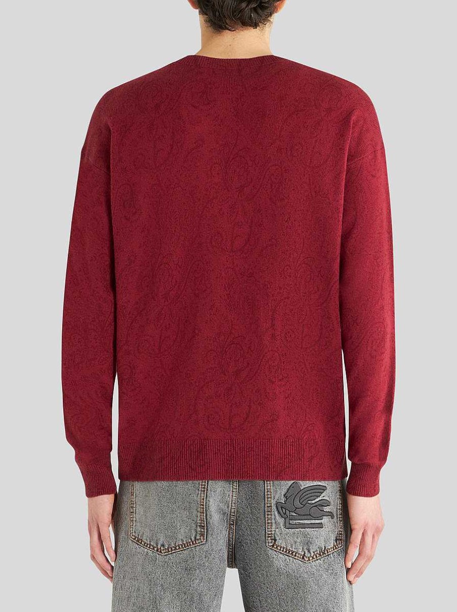 ETRO Paisley-Pullover Mit Logo Navy Blau Strickwaren